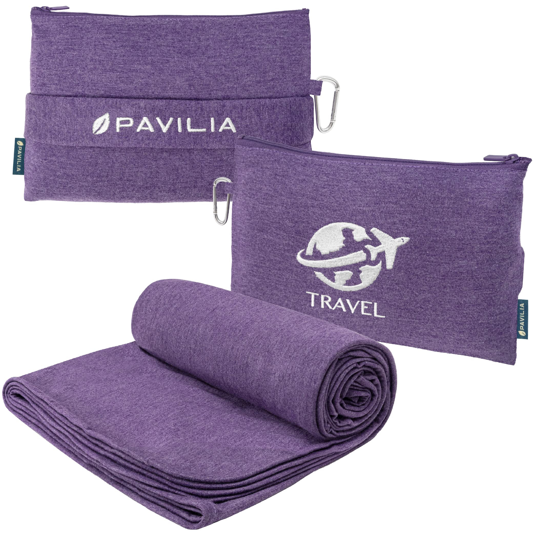 PAVILIA Travel Blanket Airplane Compact with Bag, Small Travel Pillow Blanket for Long Flights, L... | Amazon (US)