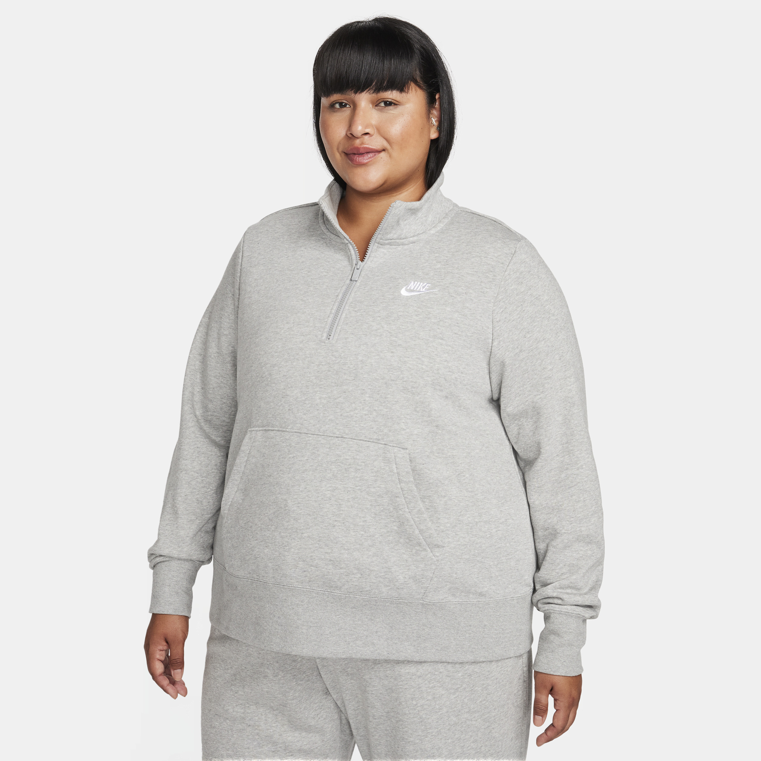 Women's Nike Sportswear Club Fleece 1/2-Zip Sweatshirt (Plus Size) in Grey | DV5204-063 | Nike (US)