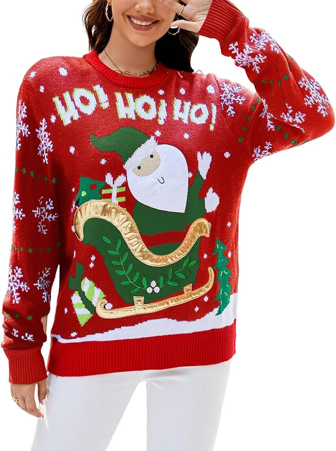 Wyeysyt Women's Ugly Christmas Sweater Xmas Funny Cute Christmas Tree Snowflake Reindeer Santa Sw... | Amazon (US)