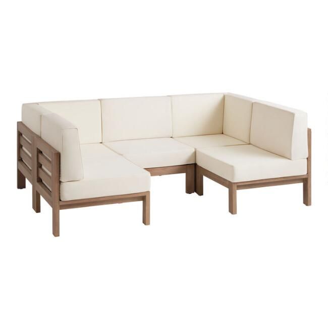 Eucalyptus Segovia 5 Piece U Modular Outdoor Sectional Sofa | World Market