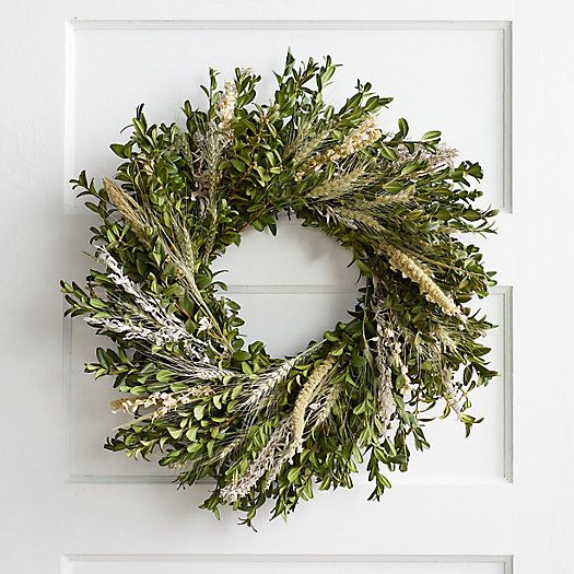 Fresh Boxwood + Larkspur Wreath | Terrain