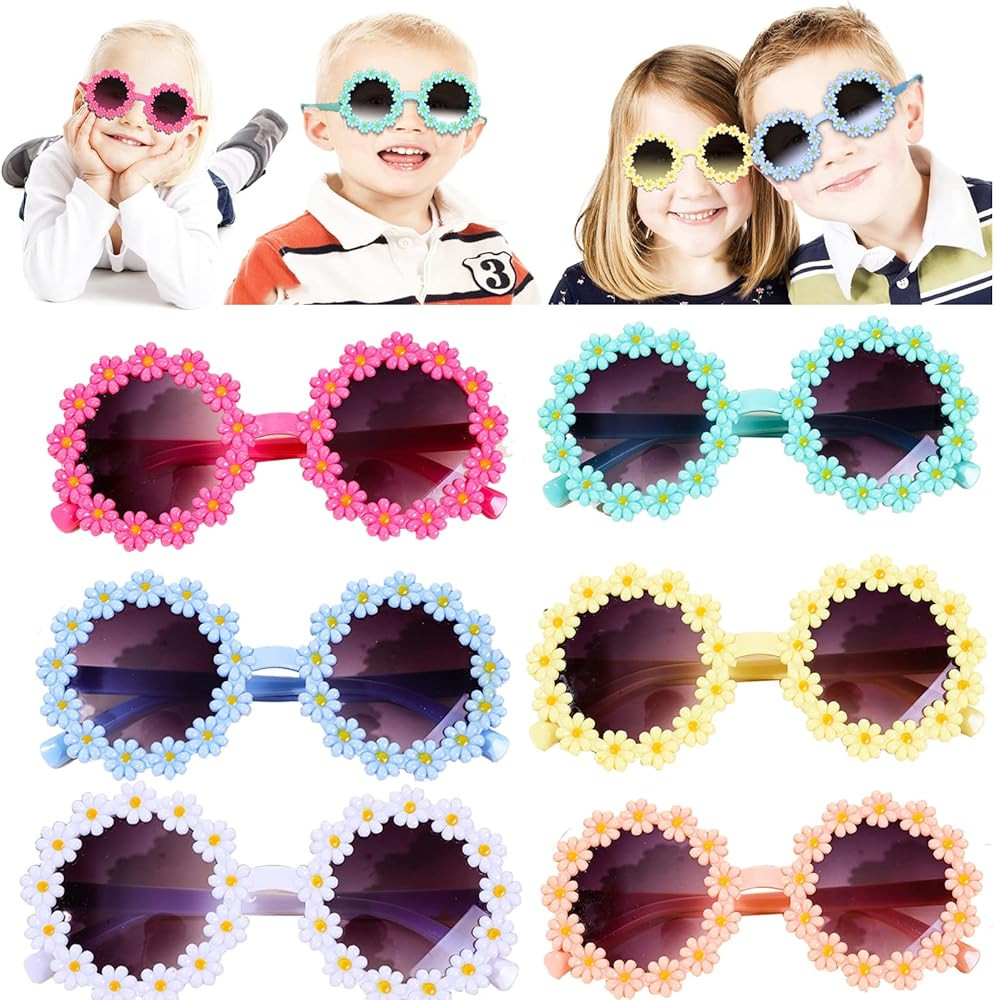 Daisy Sunglasses for Kids with UV400 Protection, 6 Pack Round Flower Sunglasses for Girls, Boys A... | Amazon (US)
