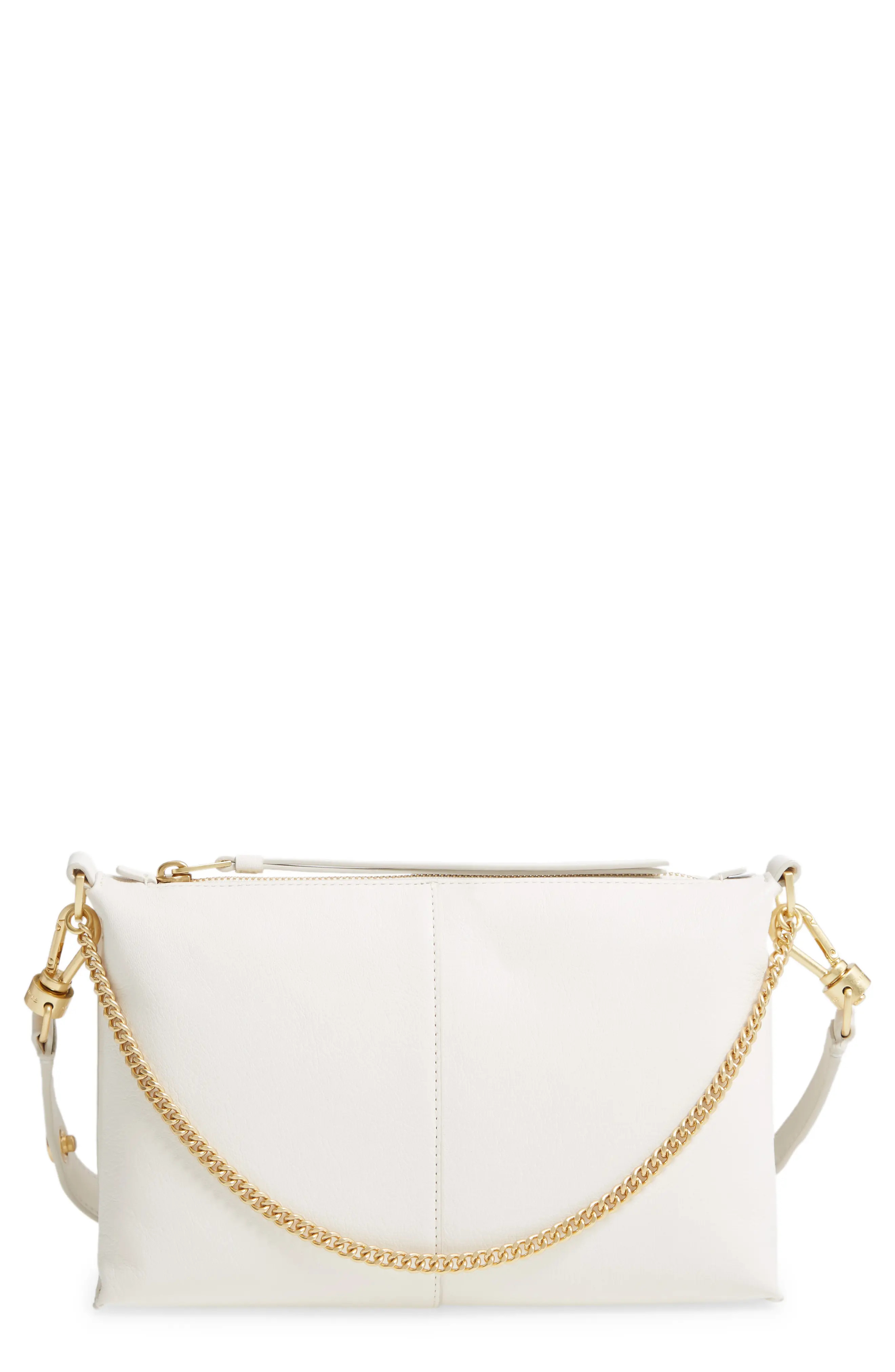 AllSaints Eve Leather Crossbody Bag in Roe White at Nordstrom | Nordstrom