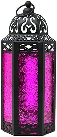 Candle Lantern Decorative Holder, Pink Glass, Medium | Amazon (US)