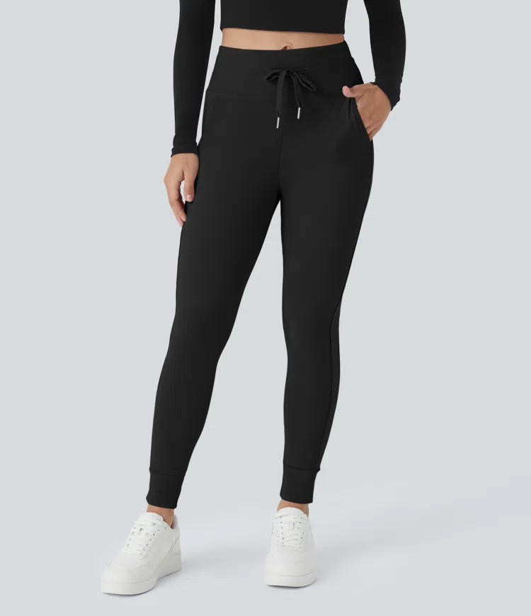 Women’s Softlyzero™ Plush High Waisted Drawstring Side Pocket Plain Full Length Joggers - Hal... | HALARA