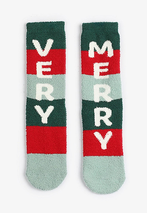 Very Merry Gripper Crew Socks | Maurices