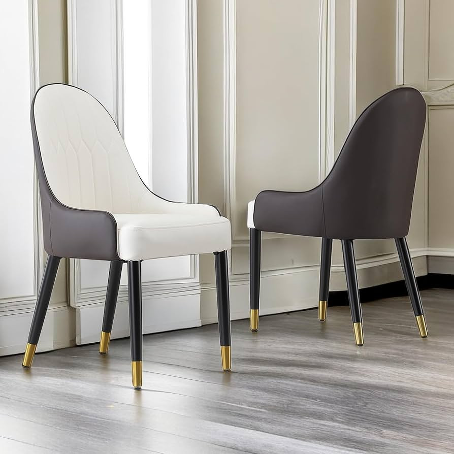 Modern Dining Chairs Set of 2, PU Cushion Accent Side Leisure Chairs with Mid Back, Upholstered K... | Amazon (US)