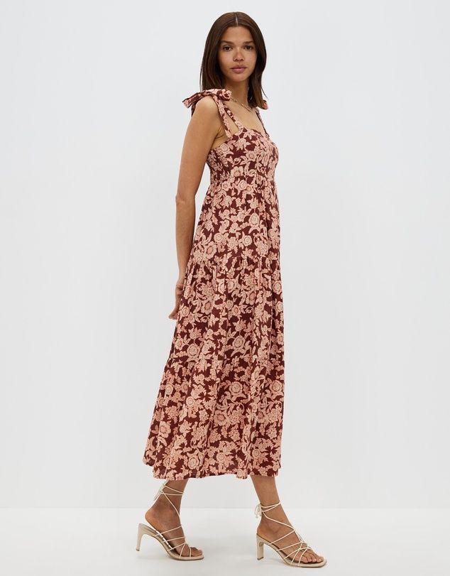 Linen Tie Strap Tiered Dress | THE ICONIC (AU & NZ)