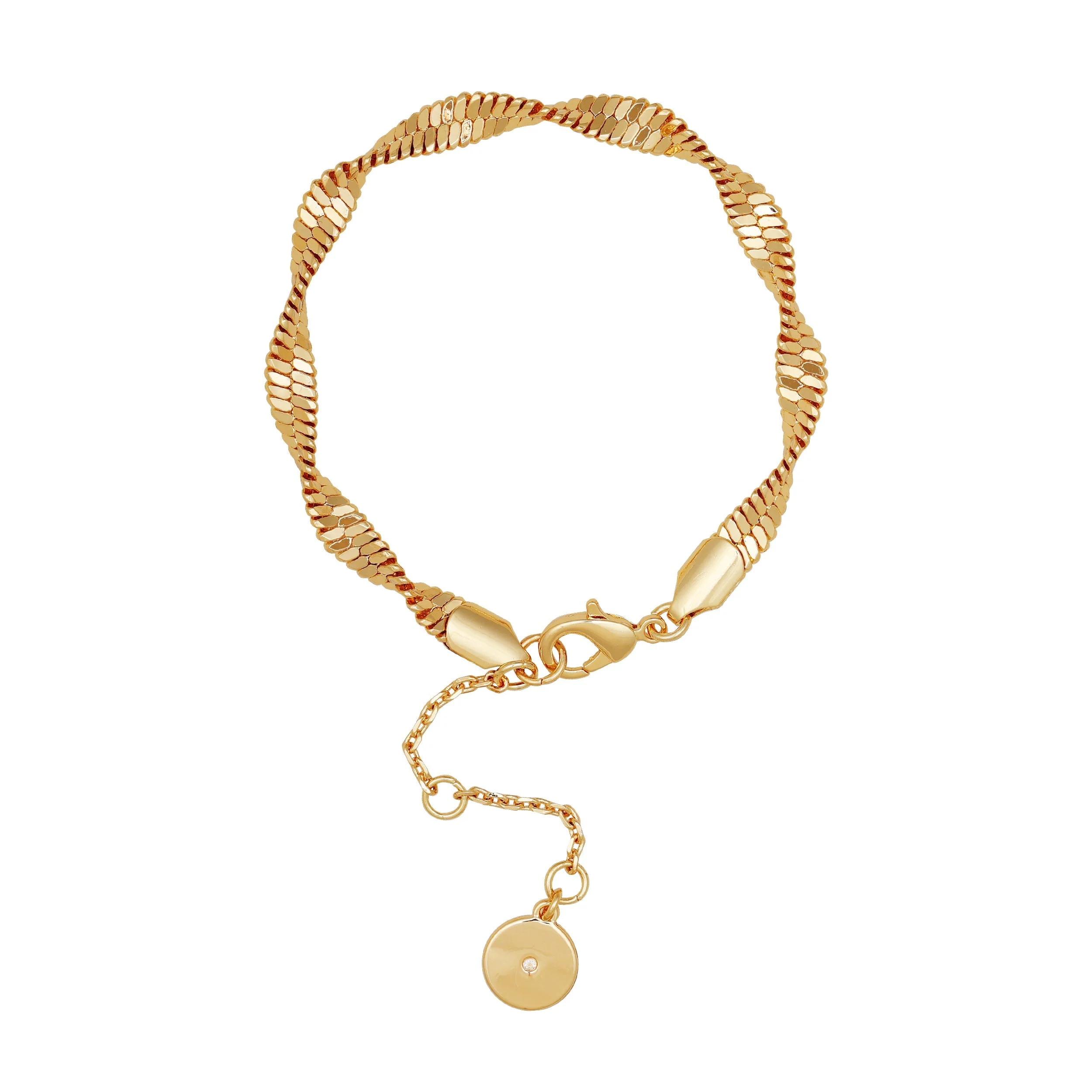 Goldtone Twisted Herringbone Chain Bracelet | Vince Camuto