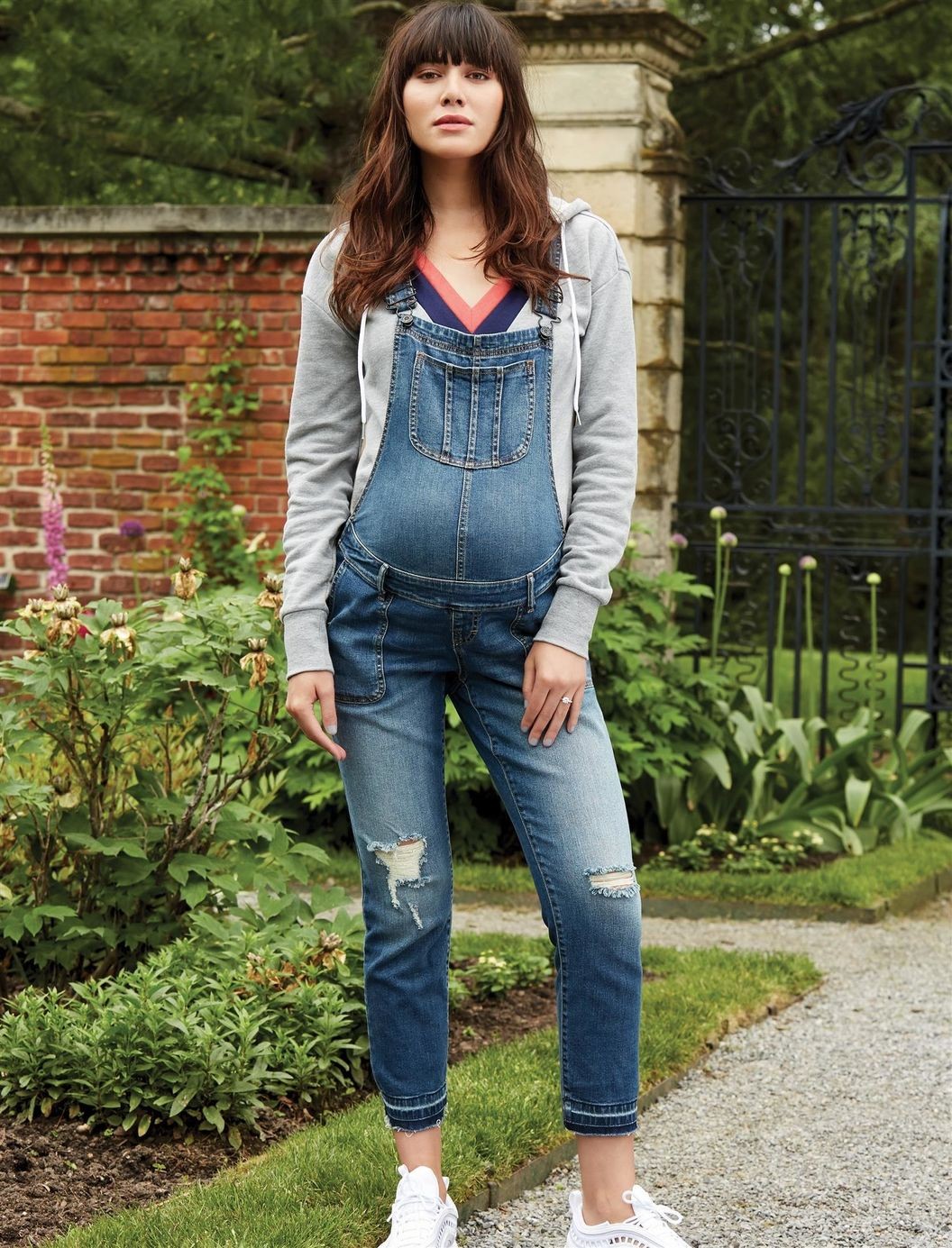 Side Panel Letdown Hem Maternity Overalls | Motherhood Maternity