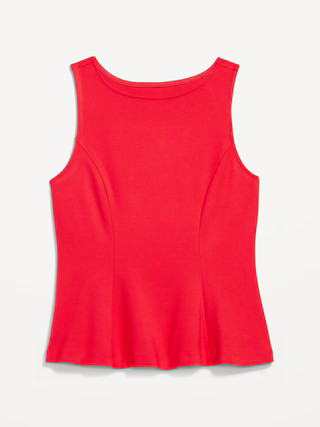 Ponte-Knit Sleeveless Peplum Top | Old Navy (US)