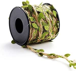 33 feet Natural Twine Green Leaf Jute 3ply 2MM Rope Hemp Burlap Ribbon String Heavy Duty Hanging ... | Amazon (US)