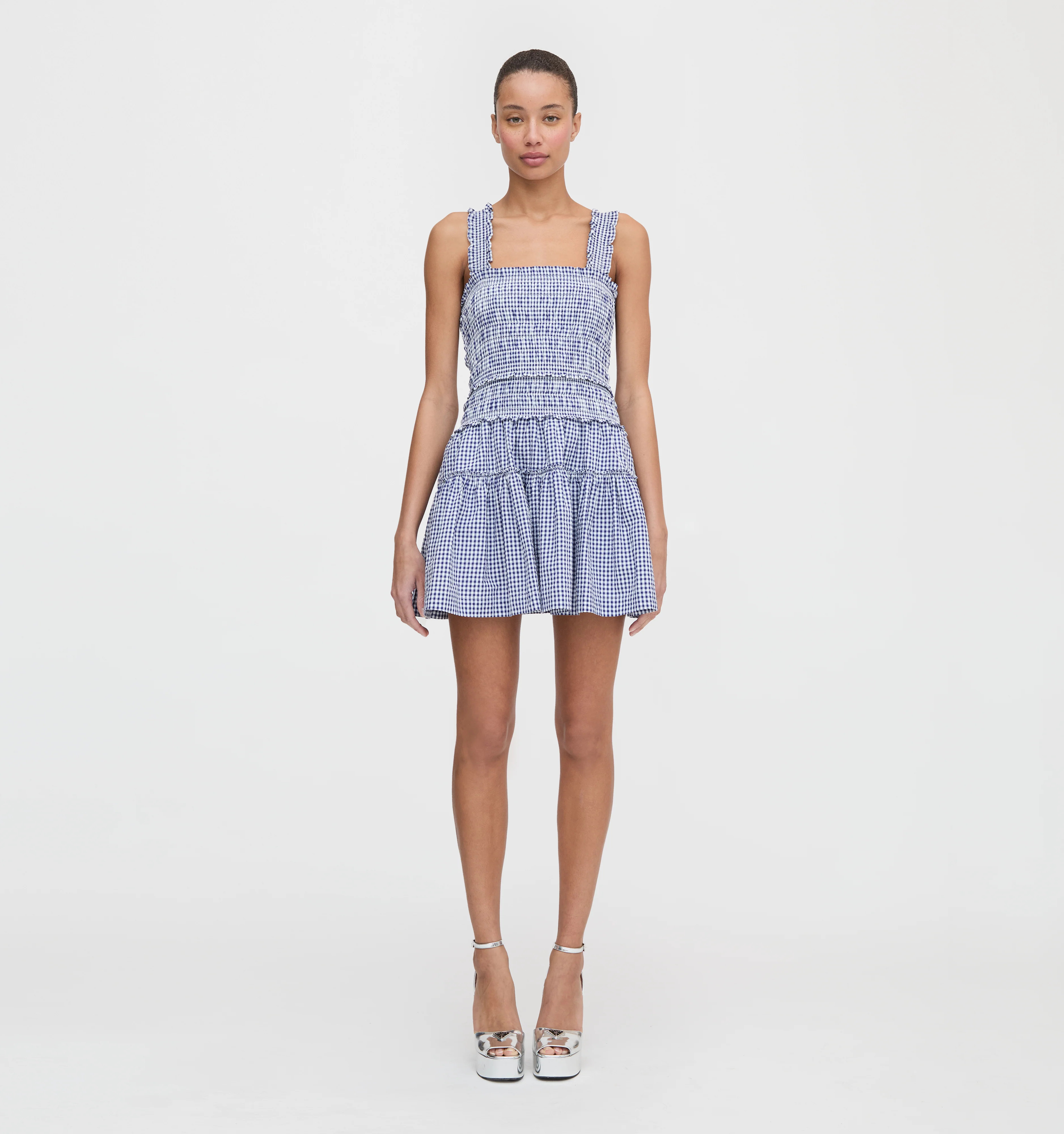 The Azalea Mini Nap Dress - Navy Gingham | Hill House Home US