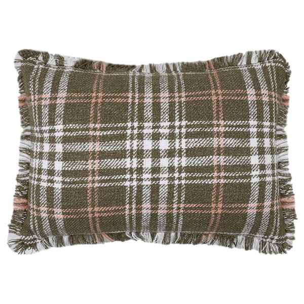 Green Plaid Throw Pillow, Poly-Cotton | At Home