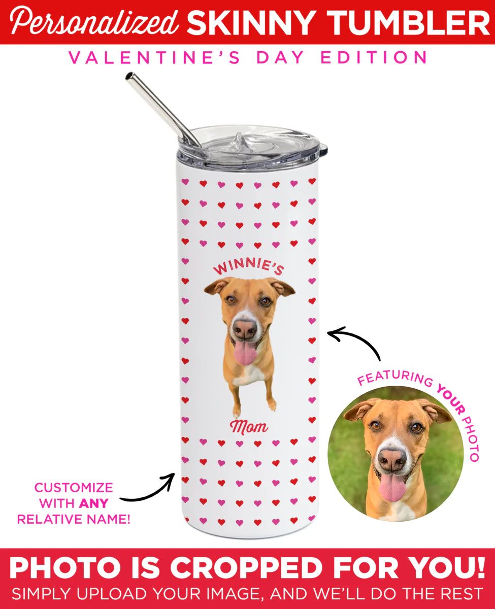 Personalized Pet Valentine's Day Skinny Tumbler | Type League Press