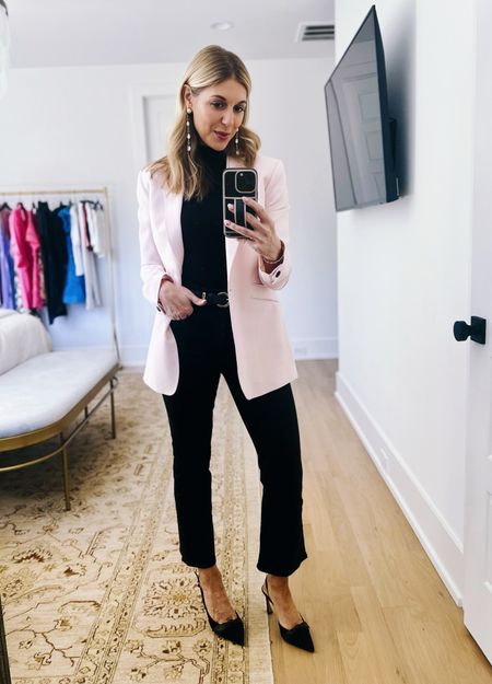 Embracing the elegance of contrast 🖤💖 Black basics meet a pop of pink blazer for a chic twist on classic style. 

#LTKover40 #LTKworkwear #LTKstyletip