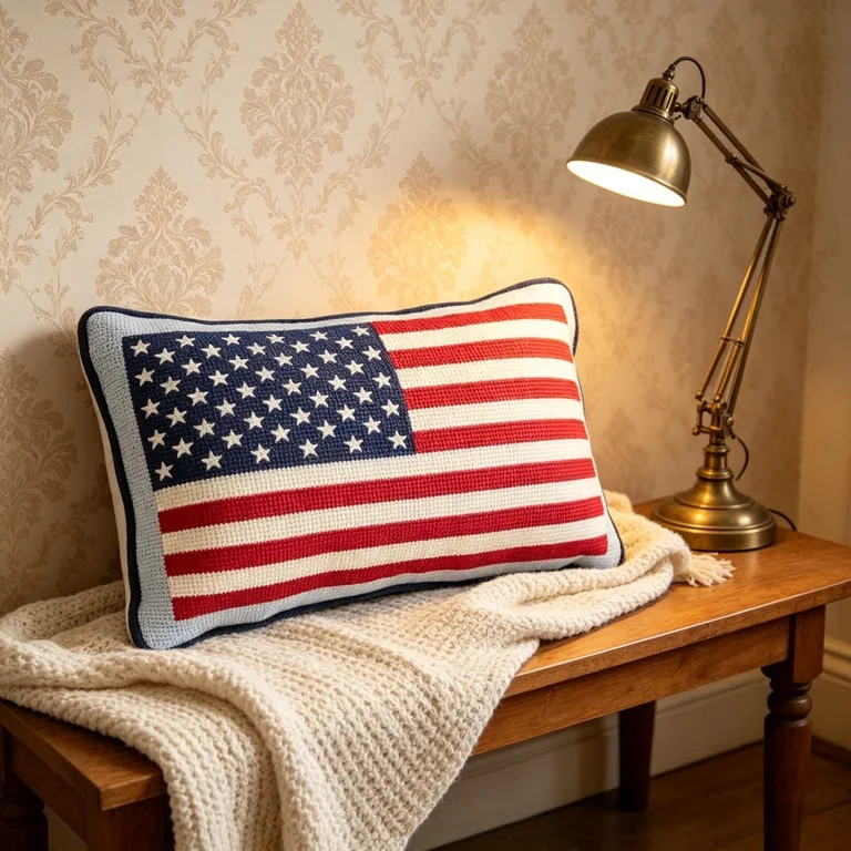 TOPRenddon Patriotic Flag Knitted Throw Pillow 9"x15", USA Decorative Lumbar Pillow with Velvet B... | Walmart (US)