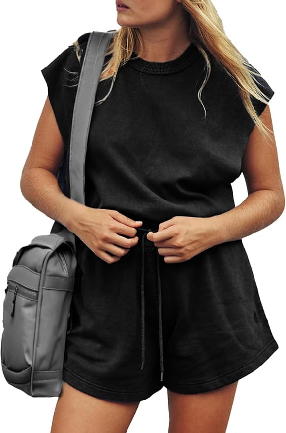 Glamaker Women's Summer Casual Shorts Romper Open Back Sleeveless Workout One Piece Jumpsuits Wit... | Amazon (US)