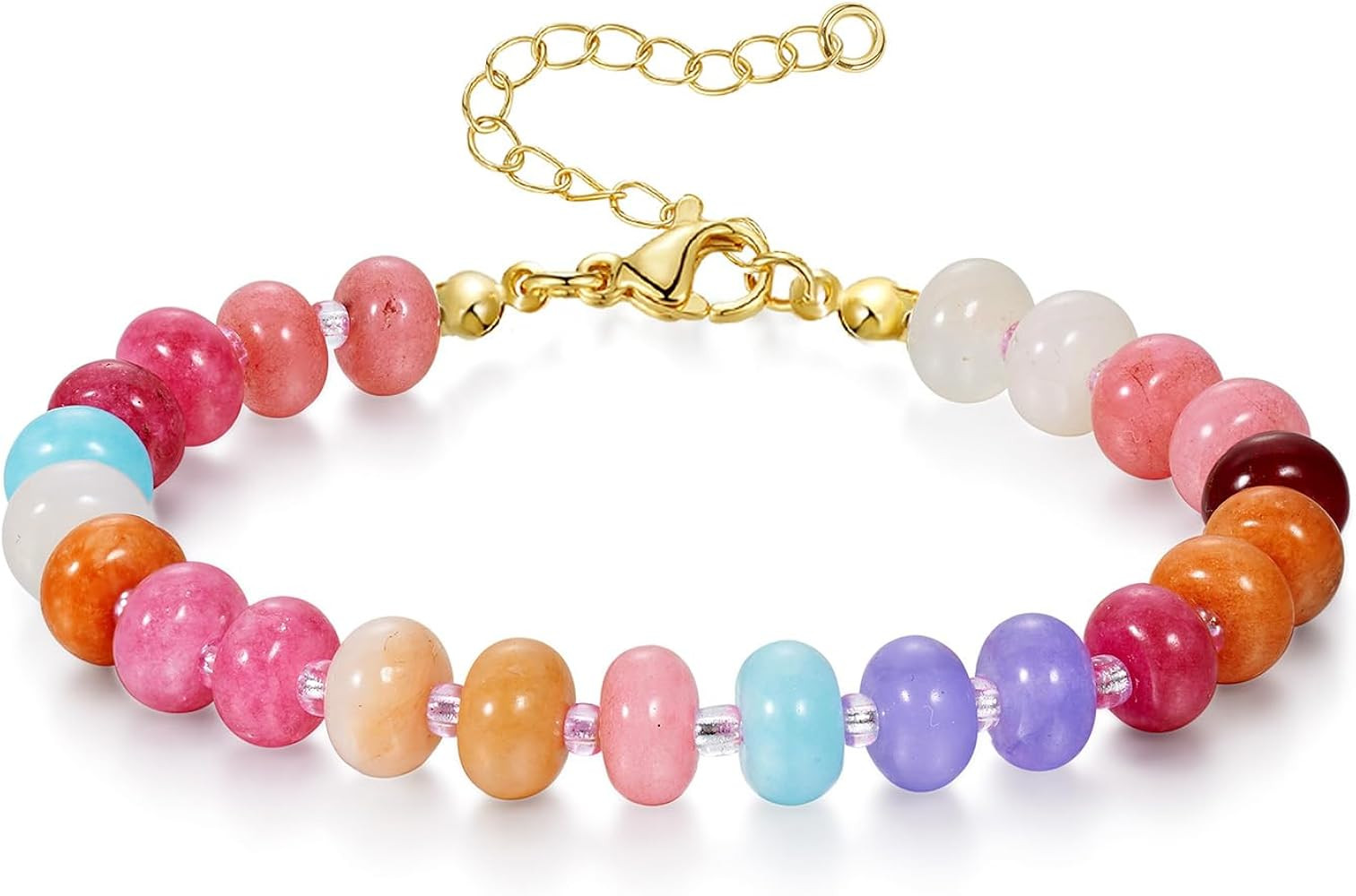 KissYan Beaded Bracelets for Women, Colorful Gemstone Boho Bead Bracelet for Beach, Natural Stone... | Amazon (US)