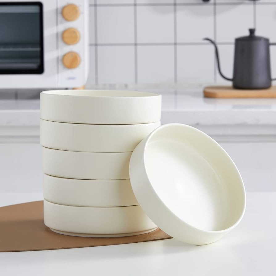 Stone Lain Stella Pasta Bowl 6-Piece Set, Round, Porcelain, Cream, 22 ounces | Amazon (US)