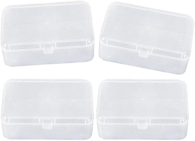 AKOAK Clear Polypropylene Rectangle Mini Storage Containers Box with Hinged Lid for Accessories,C... | Amazon (US)