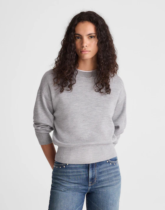 Relaxed Crewneck Sweater in Merino-Silk Blend | Madewell