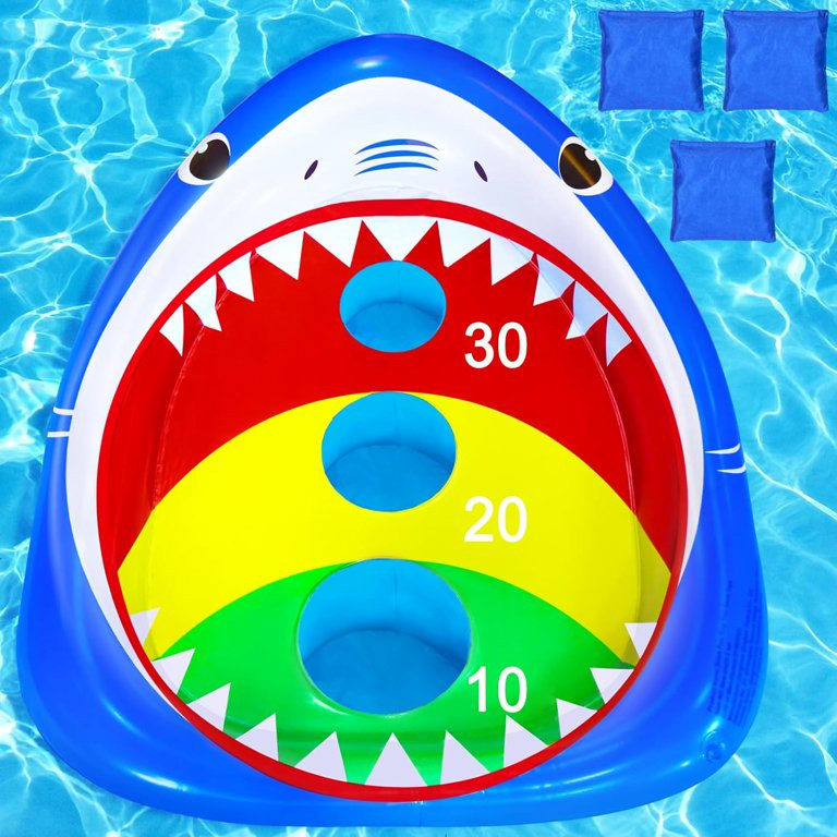 Kids Fun Pool Toys,Inflatable Shark Cornhole Board Floating Water Game Outdoor Swim Play for Adul... | Walmart (US)