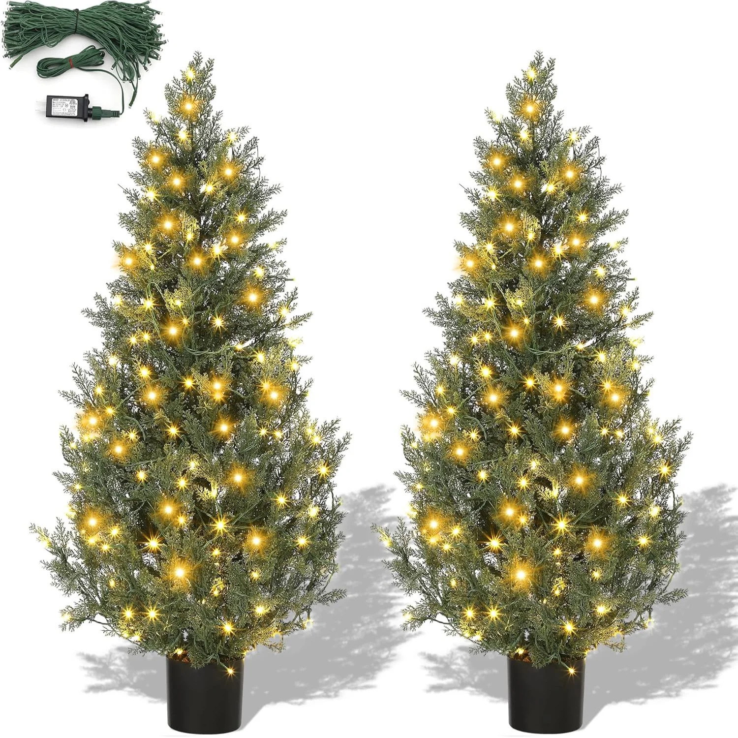 4FT Artificial Topiary Cedar Trees Set Of 2,Outdoor Indoor Faux Pine Shrubs Plants  for Front Por... | Walmart (US)