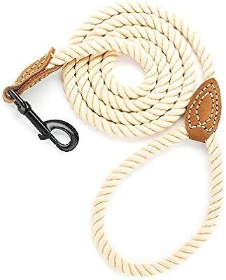 Mile High Life Braided Cotton Rope Leash with Leather Tailor Handle and Heavy Duty Metal Sturdy C... | Amazon (US)
