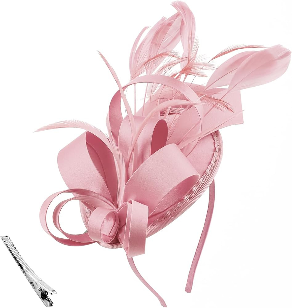 DRESHOW Fascinators Royal Banquet Ribbons Feathers Headwear Cocktail Tea Party Wedding Church Bri... | Amazon (US)