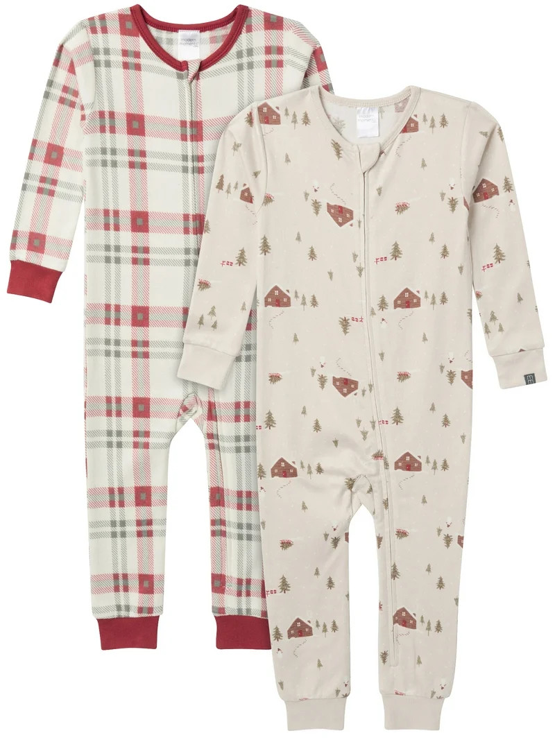 Modern Moments by Gerber Christmas One-Piece Pajamas, 2-Pack, Sizes 12 Months - 5T | Walmart (US)