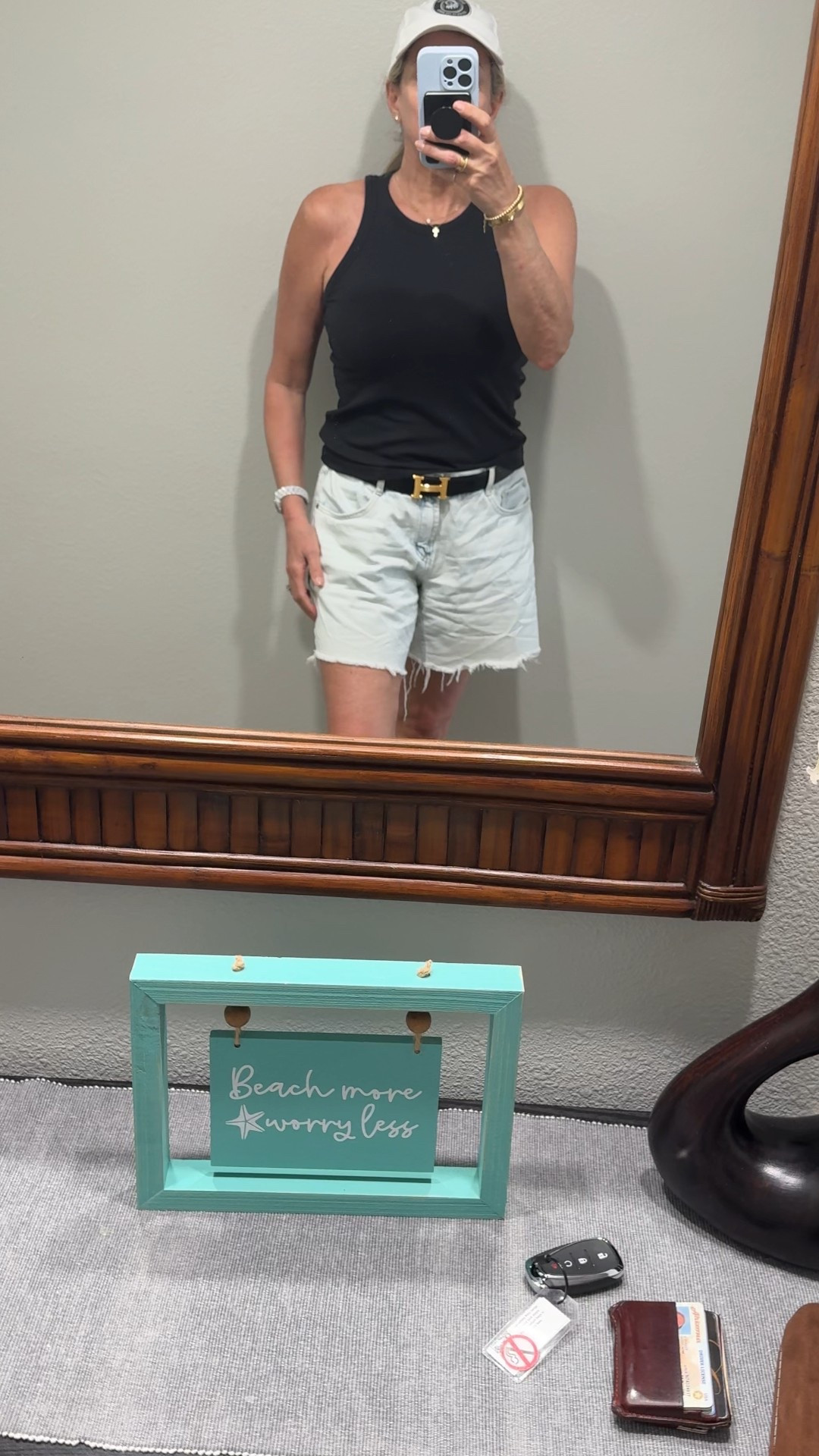 Beach Vacation outfit. I like a longer  length jean short for warm vacation spots. Basic pieces are easy to mix and match.

#LTKSeasonal #LTKOver40 #LTKTravel