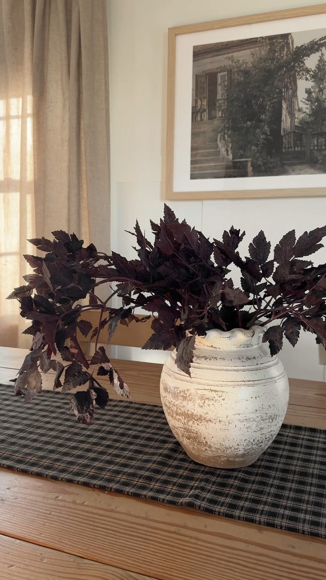 I stumbled upon the BEST look for less dupe for this purpley burgundy leaf stem!  $28 vs. $8 — and they look identical! The $8 stem actually comes in a set of 3, which is what I used in this case. Be sure to bend them to drape over the sides of your vase for a more natural look! 

#LTKFindsUnder50 #LTKVideo #LTKHome