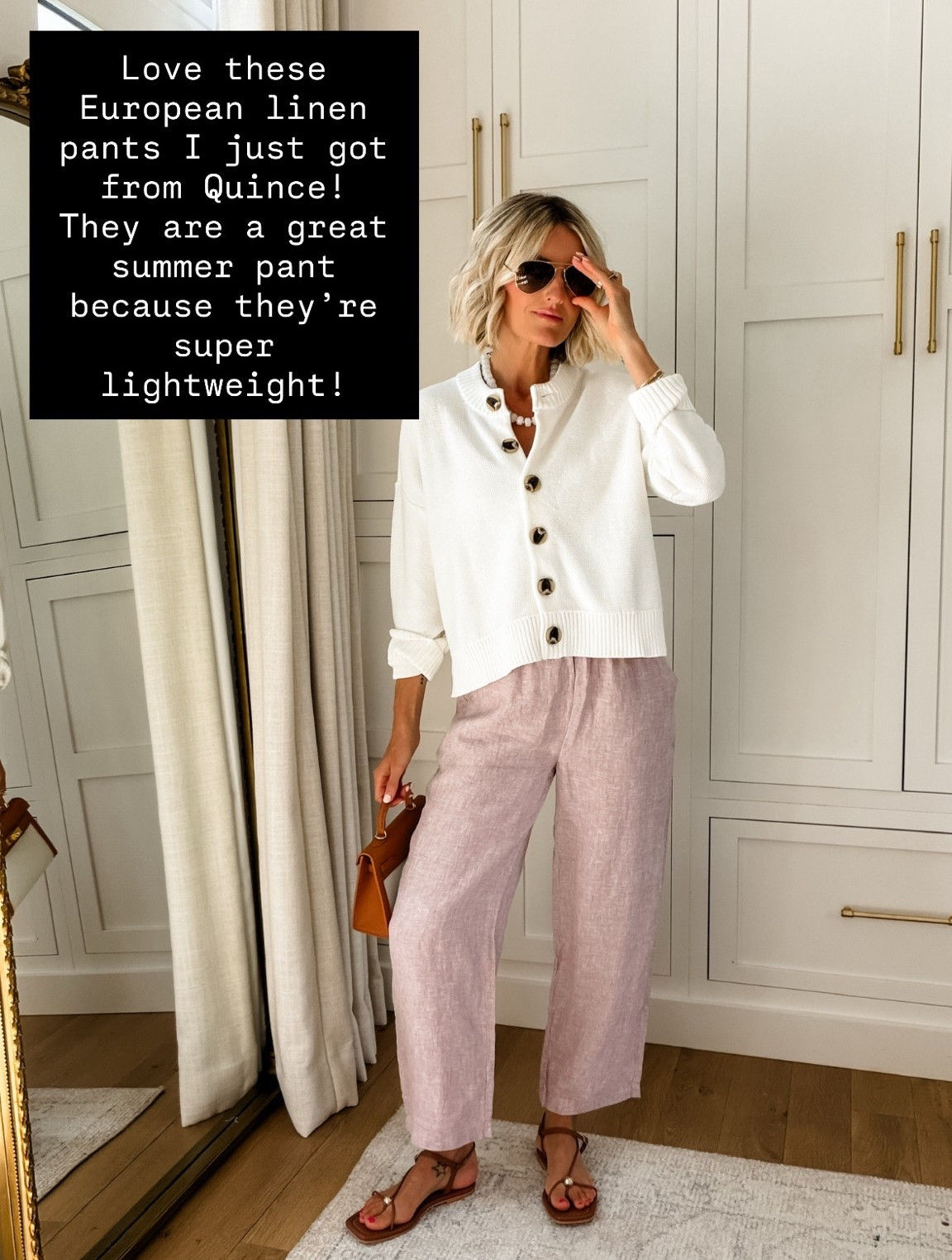 These linen pants are so good! Paired them with my favorite cardigan that I just got in this new color! Wearing S!

Loverly Grey, Quince, summer staples, linen pants, cardigan

#LTKootd #LTKSeasonal