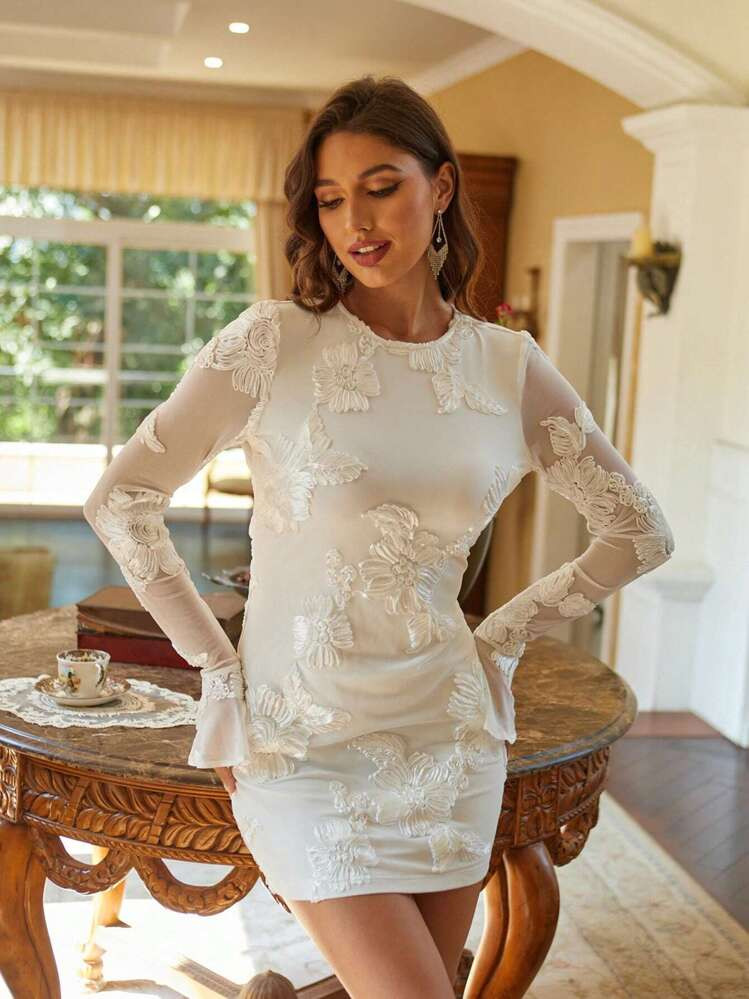 Anewsta Women'S Backless Dress With 3d Flower Decoration | SHEIN