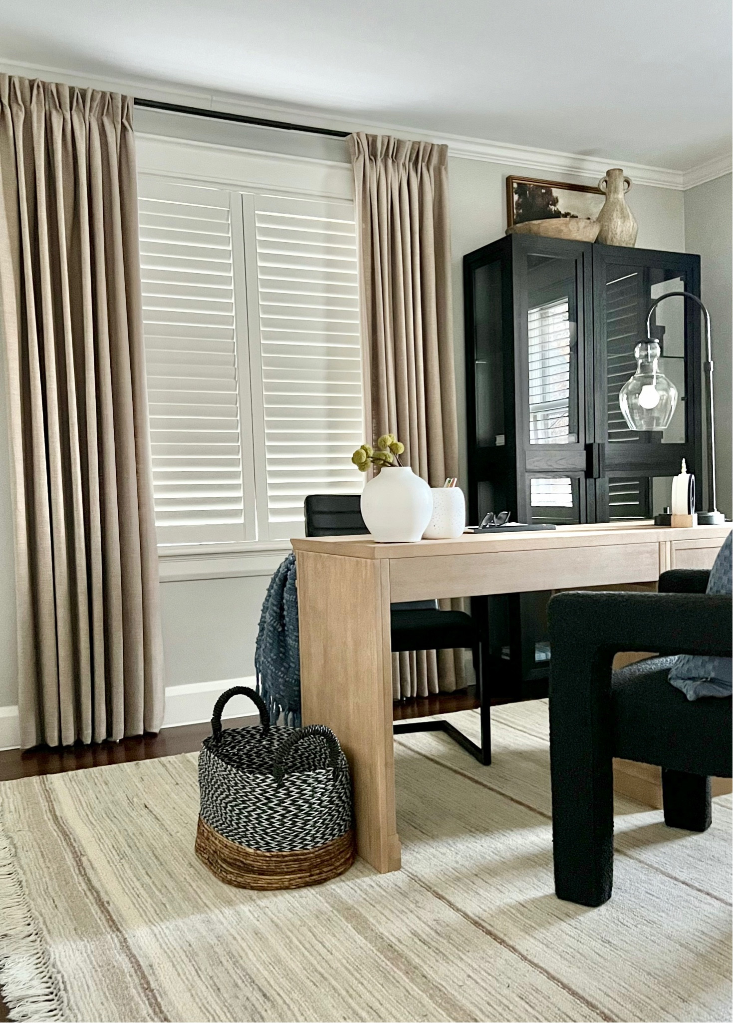 Home office decor!
Linen curtains, stems, writing desk, vase, file cabinet, desk chair, armchair, cabinet, USB table lamp.

#LTKhome #LTKFind #LTKstyletip