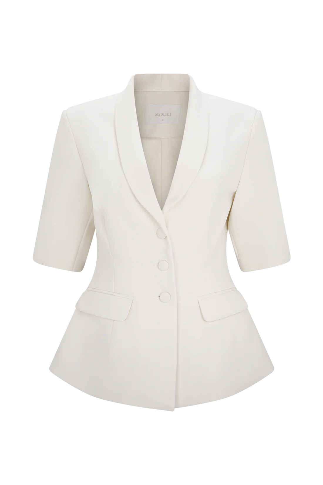 Opal Puff Sleeve Suiting Top - Ivory | MESHKI US