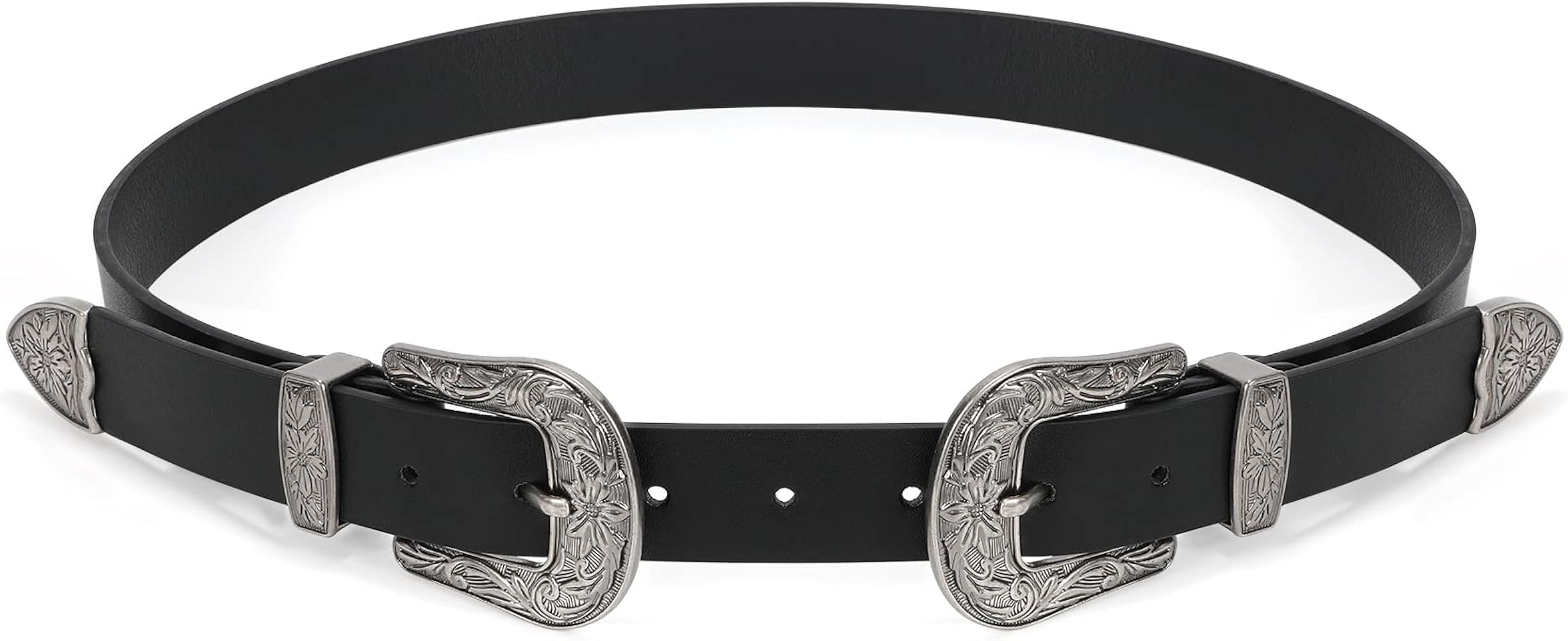 XZQTIVE Women Leather Belt Ladies Vintage Western Belt Retro Cowgirl Leather Belt Black Waist Bel... | Amazon (US)