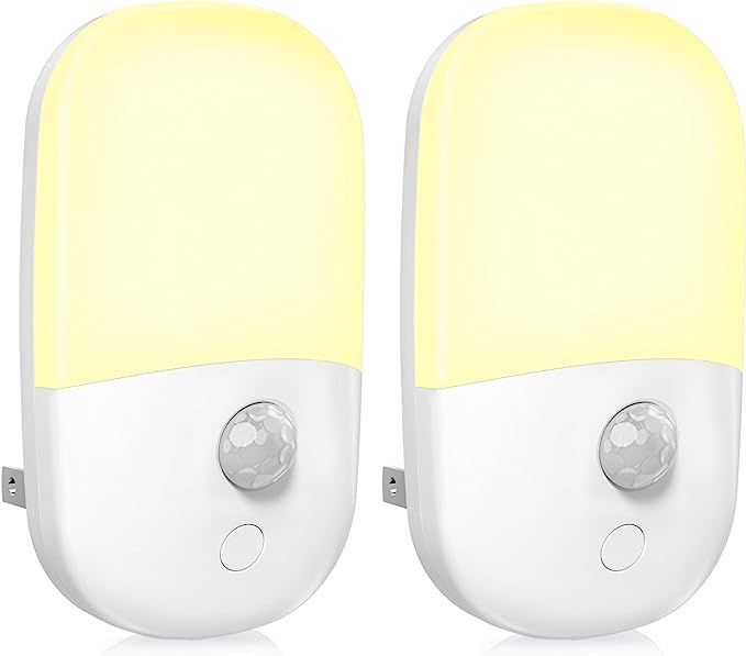 MAZ-TEK Plug in Motion Sensor Dimmable Night Light, Soft Warm White LED Nightlight with Dusk to D... | Amazon (US)