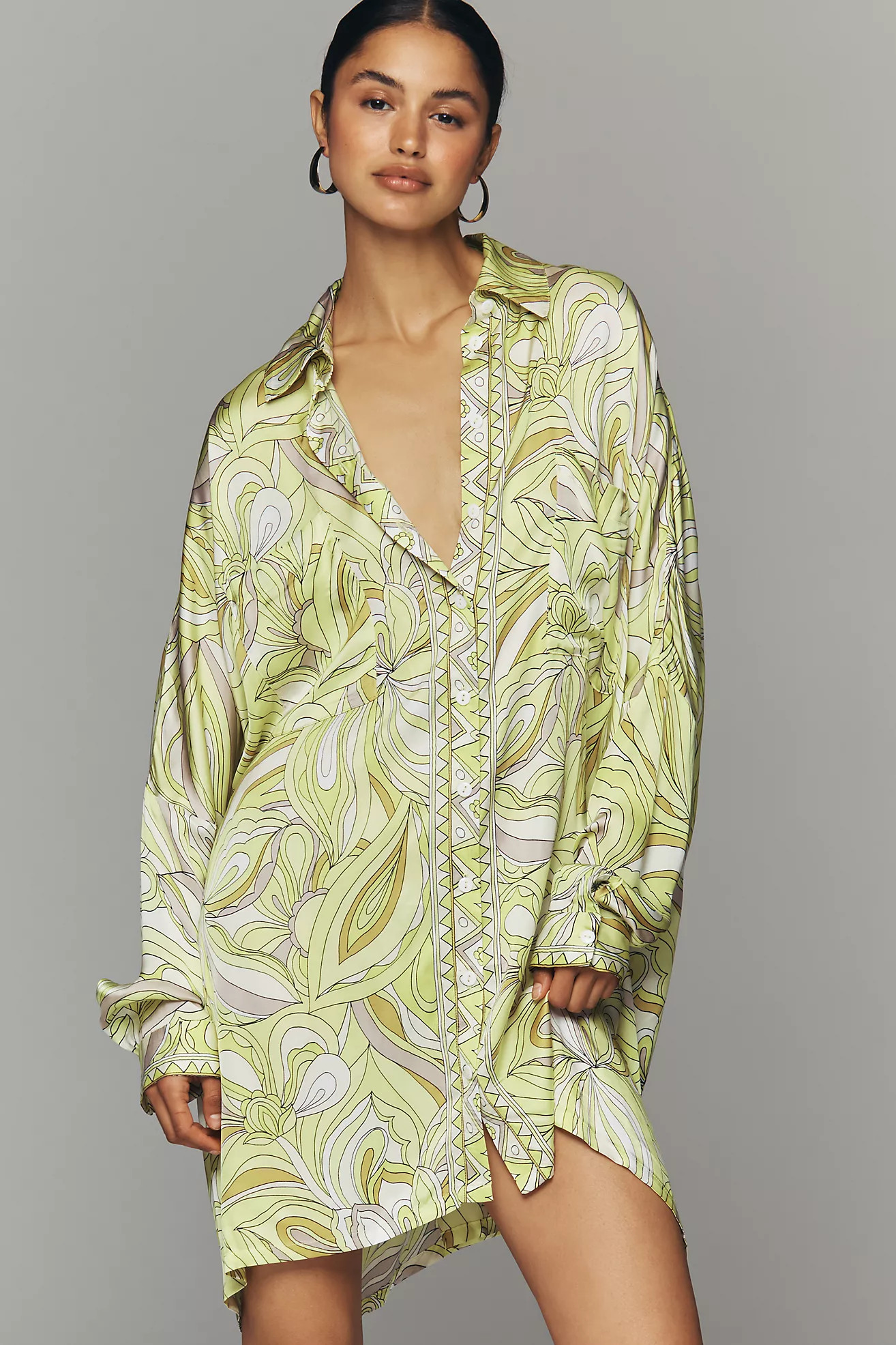 Corey Lynn Calter Long-Sleeve Printed Mini Shirt Dress | Anthropologie (US)
