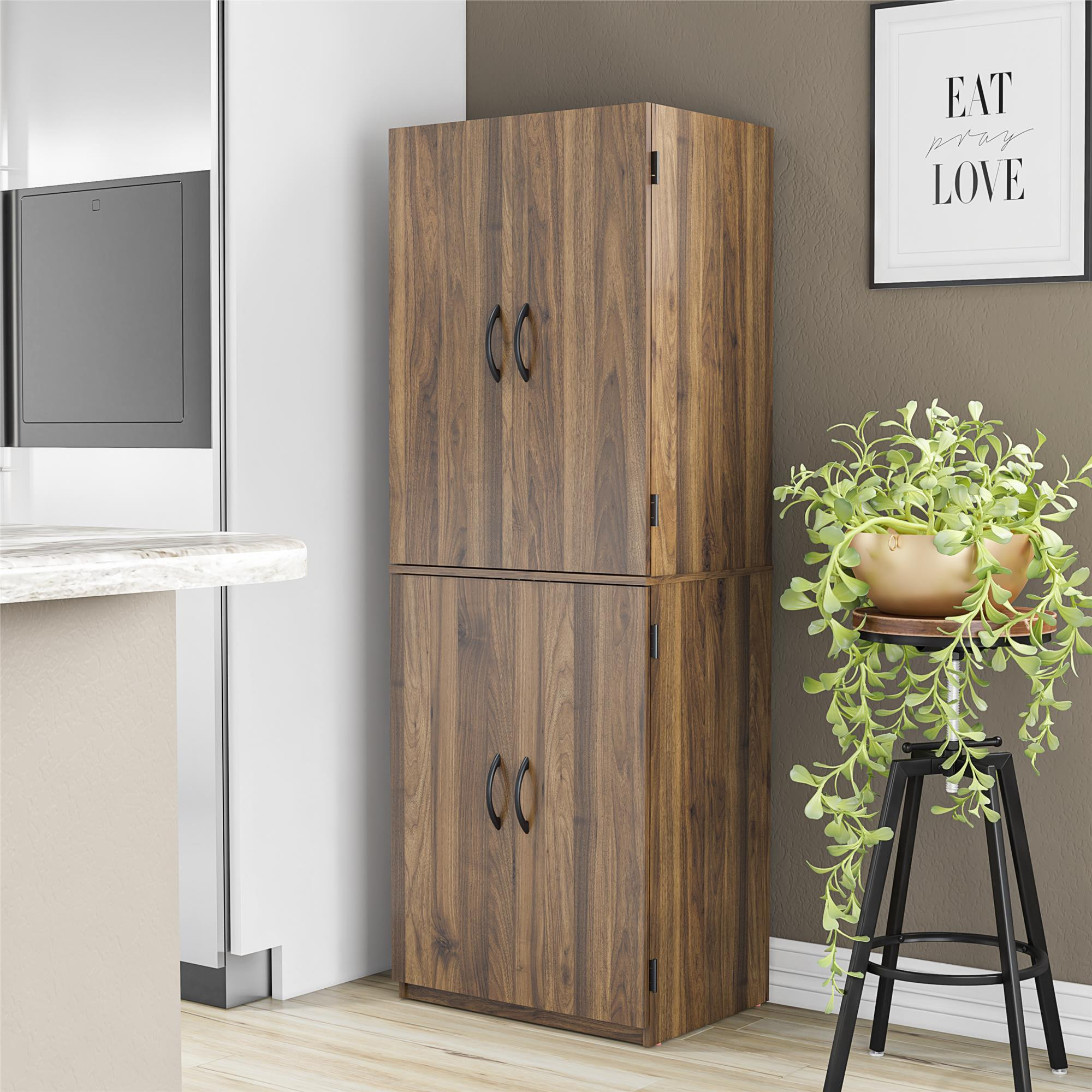 Mainstays 4-Door 5' Storage Cabinet, Walnut | Walmart (US)