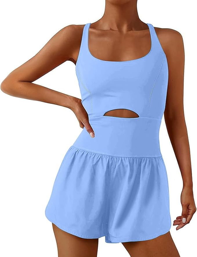 Womens Running Onesie Jumpsuits Workout Rompers One Piece Exercise Athletic Outfits Gym Yoga Clot... | Amazon (US)