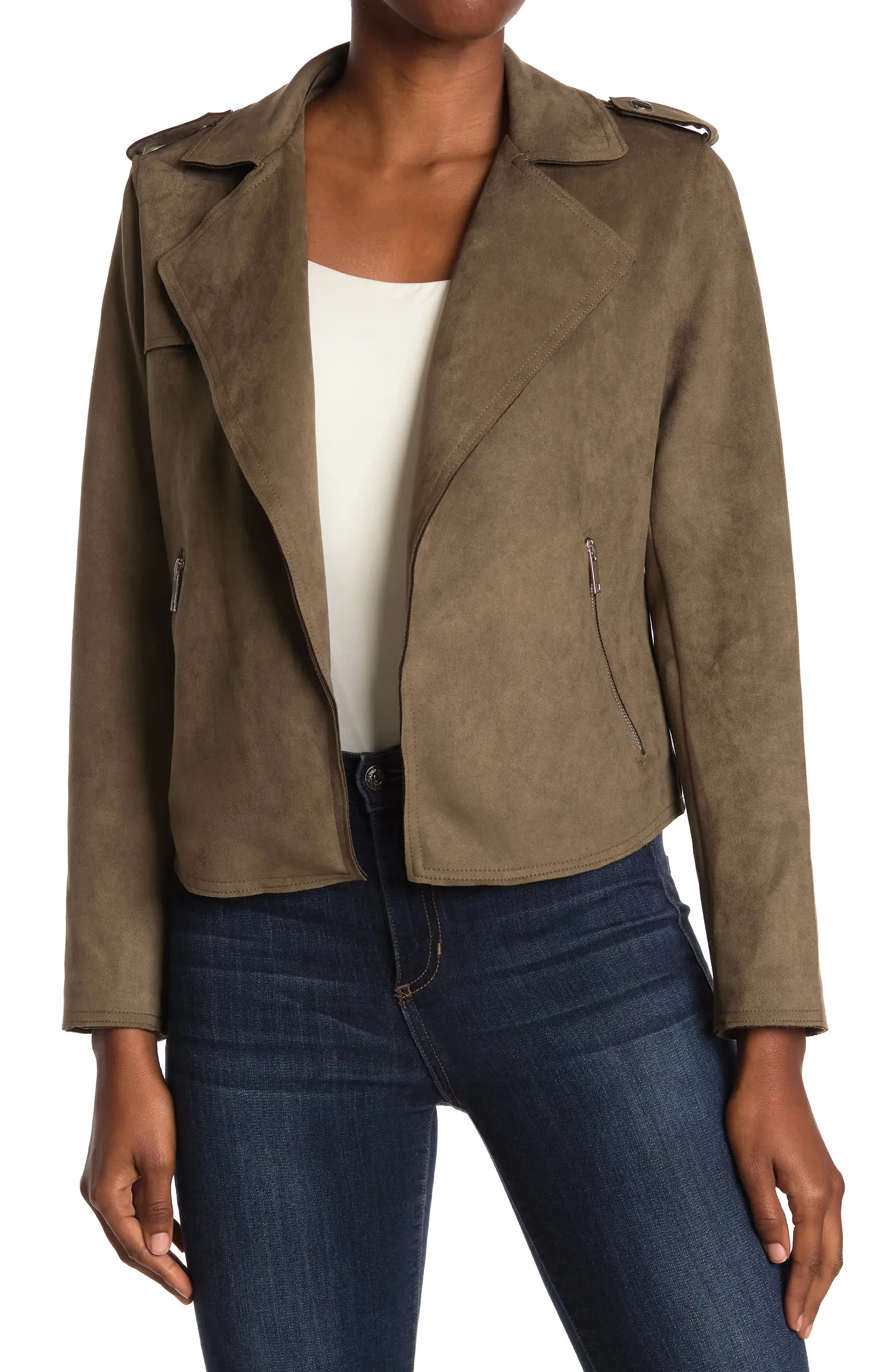 Faux Suede Crop Moto Jacket | Nordstrom Rack