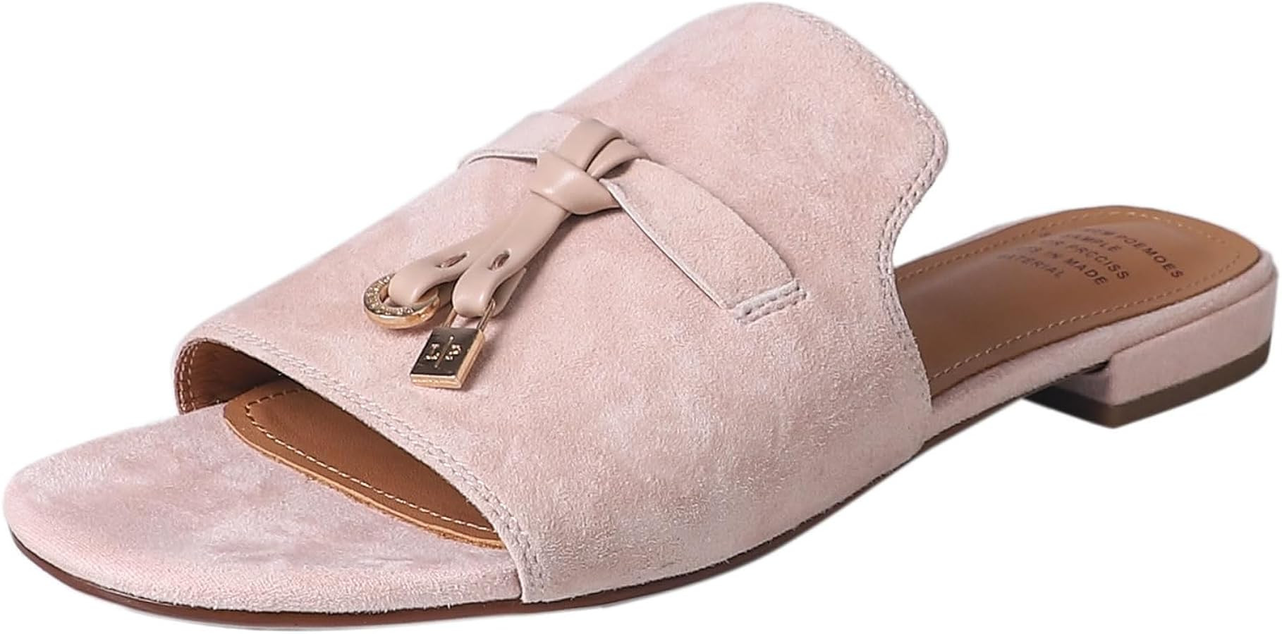 Kluolandi Cute Slides for Women Dressy Comfortable Slip On Open Toe Flat Slide Sandals Suede Leat... | Amazon (US)