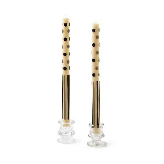 Dot & Stripe Dinner Candles - Black & Grey - Set of 2 | MacKenzie-Childs