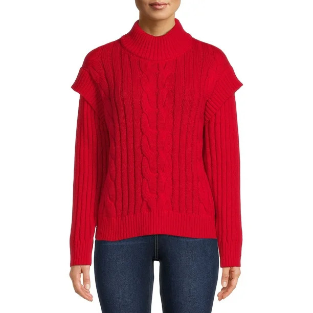 Time and True Women's Mock Neck Sweater - Walmart.com | Walmart (US)