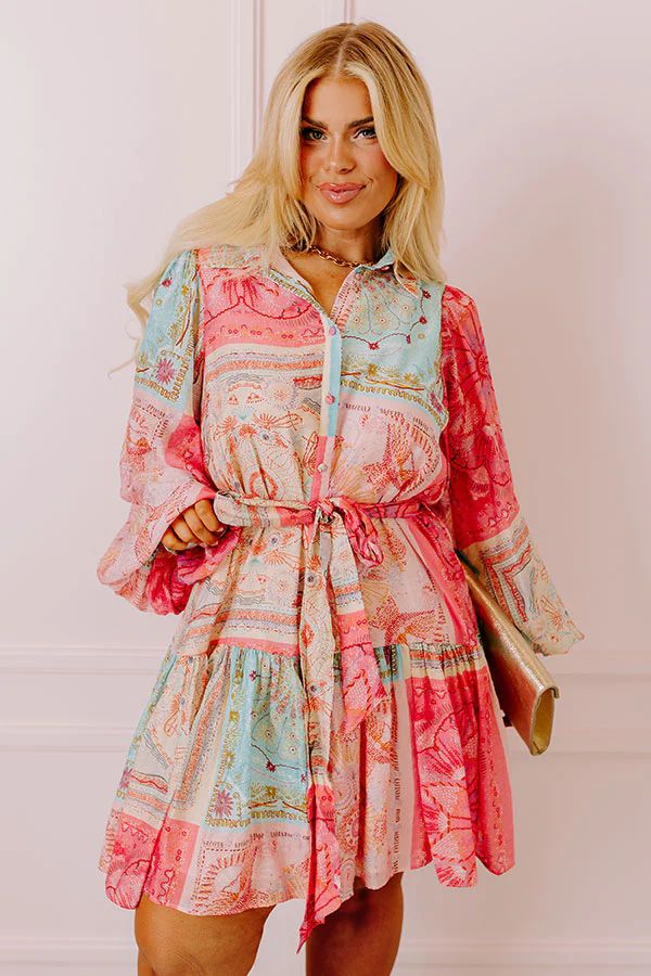 Fancy Flourish Color Block Mini Dress in Pink Curves | Impressions Online Boutique