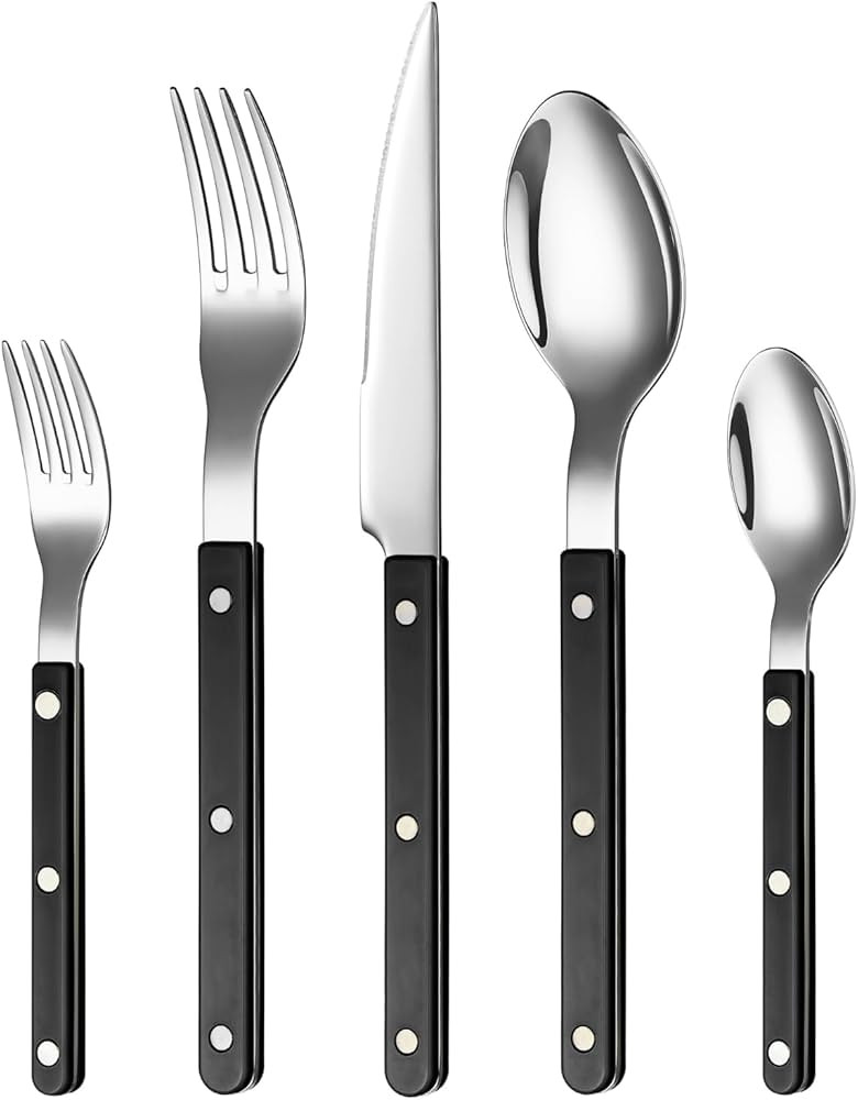Khen Cutlery Set of 20, 18/8 Stainless Steel Flatware, Modern Silverware for Home, Kitchen, Dinin... | Amazon (US)