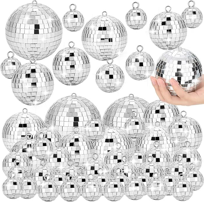 70 PCS Disco Ball, 5 Sizes Disco Ball Ornaments, 4/3.2/2.4/2/1.2 Inch Hanging Mirror Ball, Mini D... | Amazon (US)