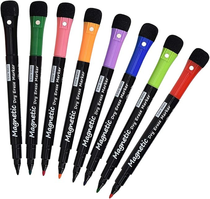 Browill Magnetic Dry Erase Markers, (8 pk) Dealkits Low Odor White Board Markers Whiteboard Marke... | Amazon (US)